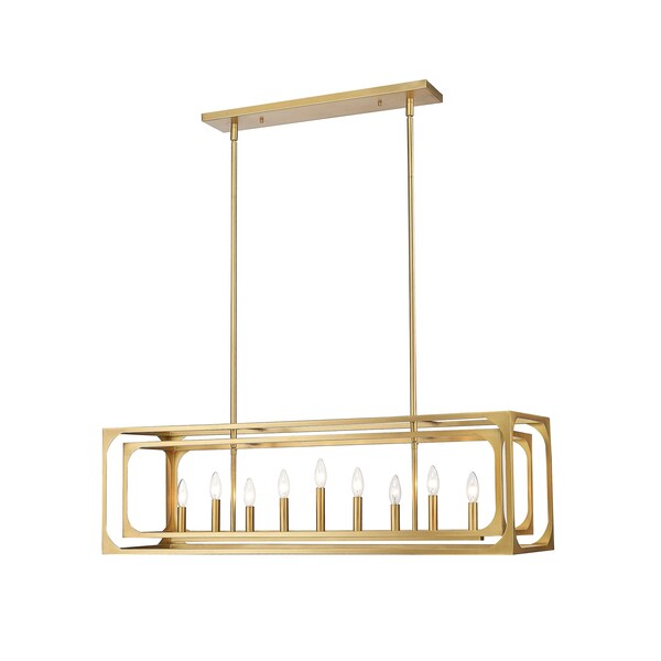 Z-Lite Easton Linear Chandelier, 9-Light, 13 In.W x 44 In.L x 13 In.H, Rubbed Brass/Rubbed Brass 3038-9L-RB - main